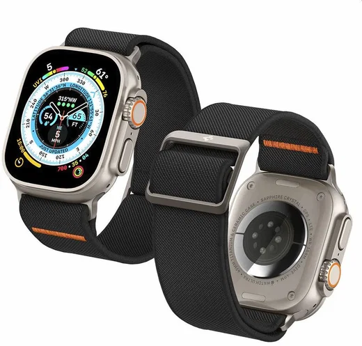 Spigen Fit Lite - Ultra Apple Watch Bandje - 42MM/44MM/45MM/49MM - Zwart afbeelding 1