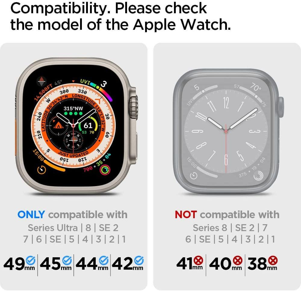 Spigen Fit Lite - Ultra Apple Watch Bandje - 42MM/44MM/45MM/49MM - Zwart afbeelding 2