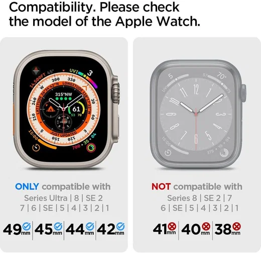 Spigen Fit Lite - Ultra Apple Watch Bandje - 42MM/44MM/45MM/49MM - Zwart afbeelding 2