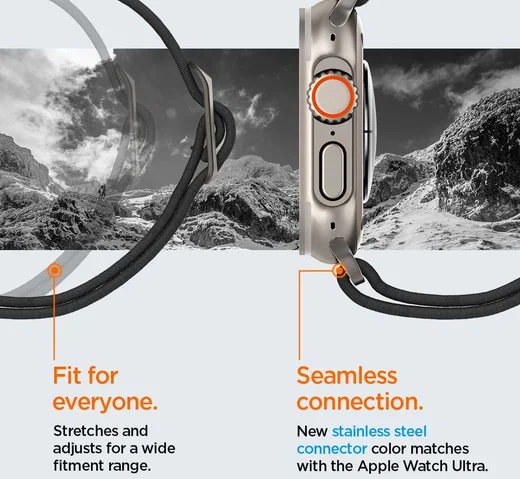 Spigen Fit Lite - Ultra Apple Watch Bandje - 42MM/44MM/45MM/49MM - Zwart afbeelding 3