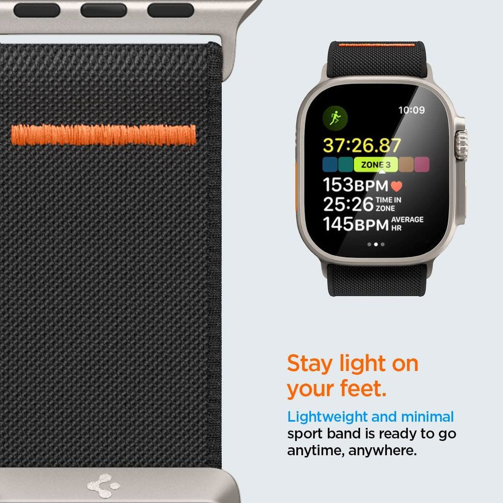 Spigen Fit Lite - Ultra Apple Watch Bandje - 42MM/44MM/45MM/49MM - Zwart afbeelding 5