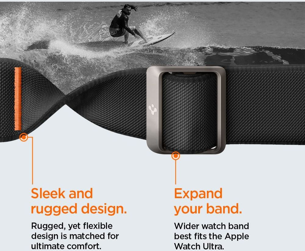 Spigen Fit Lite - Ultra Apple Watch Bandje - 42MM/44MM/45MM/49MM - Zwart afbeelding 6