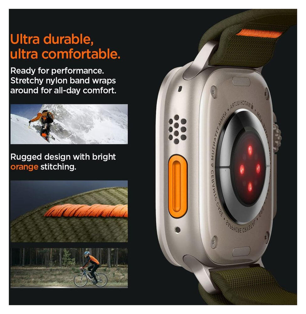 Spigen Fit Ultra Apple Watch Bandje - 1-10/SE/Ultra 42/44/45/46/49MM - Khaki afbeelding 4