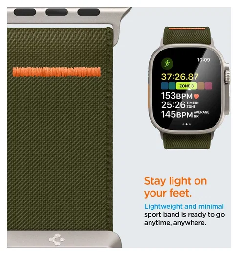 Spigen Fit Ultra Apple Watch Bandje - 1-10/SE/Ultra 42/44/45/46/49MM - Khaki afbeelding 5