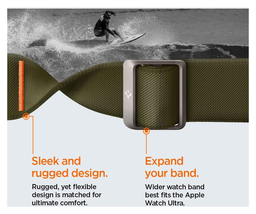Spigen Fit Ultra Apple Watch Bandje - 1-10/SE/Ultra 42/44/45/46/49MM - Khaki afbeelding 6