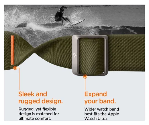 Spigen Fit Ultra Apple Watch Bandje - 1-10/SE/Ultra 42/44/45/46/49MM - Khaki afbeelding 6
