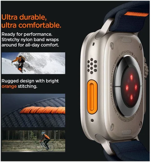 Spigen Fit Lite - Ultra Apple Watch Bandje - 42MM/44MM/45MM/49MM - Navy afbeelding 4