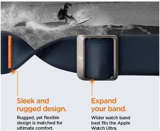 Spigen Fit Lite - Ultra Apple Watch Bandje - 42MM/44MM/45MM/49MM - Navy afbeelding 6