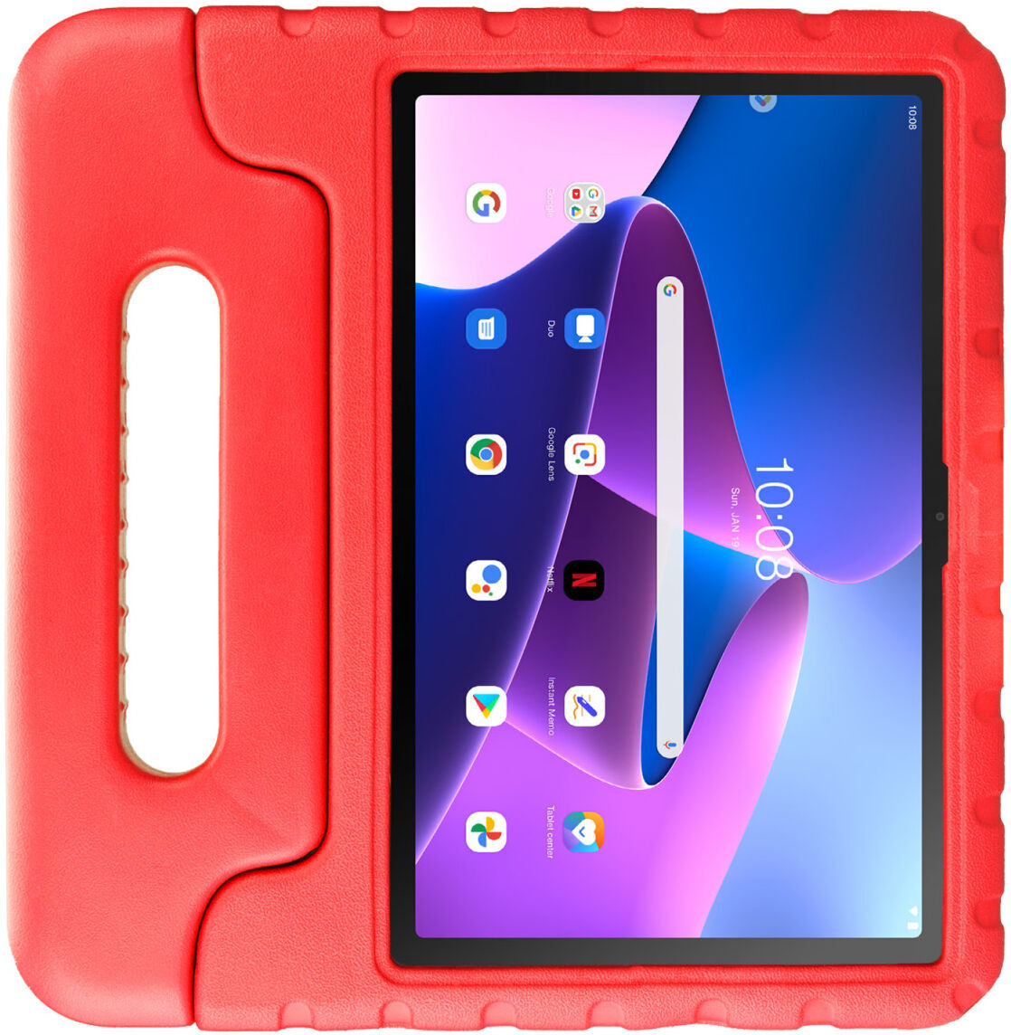 HappyCase Lenovo Tab M10 Plus Gen 3 Kinder Tablethoes Handvat Rood afbeelding 2