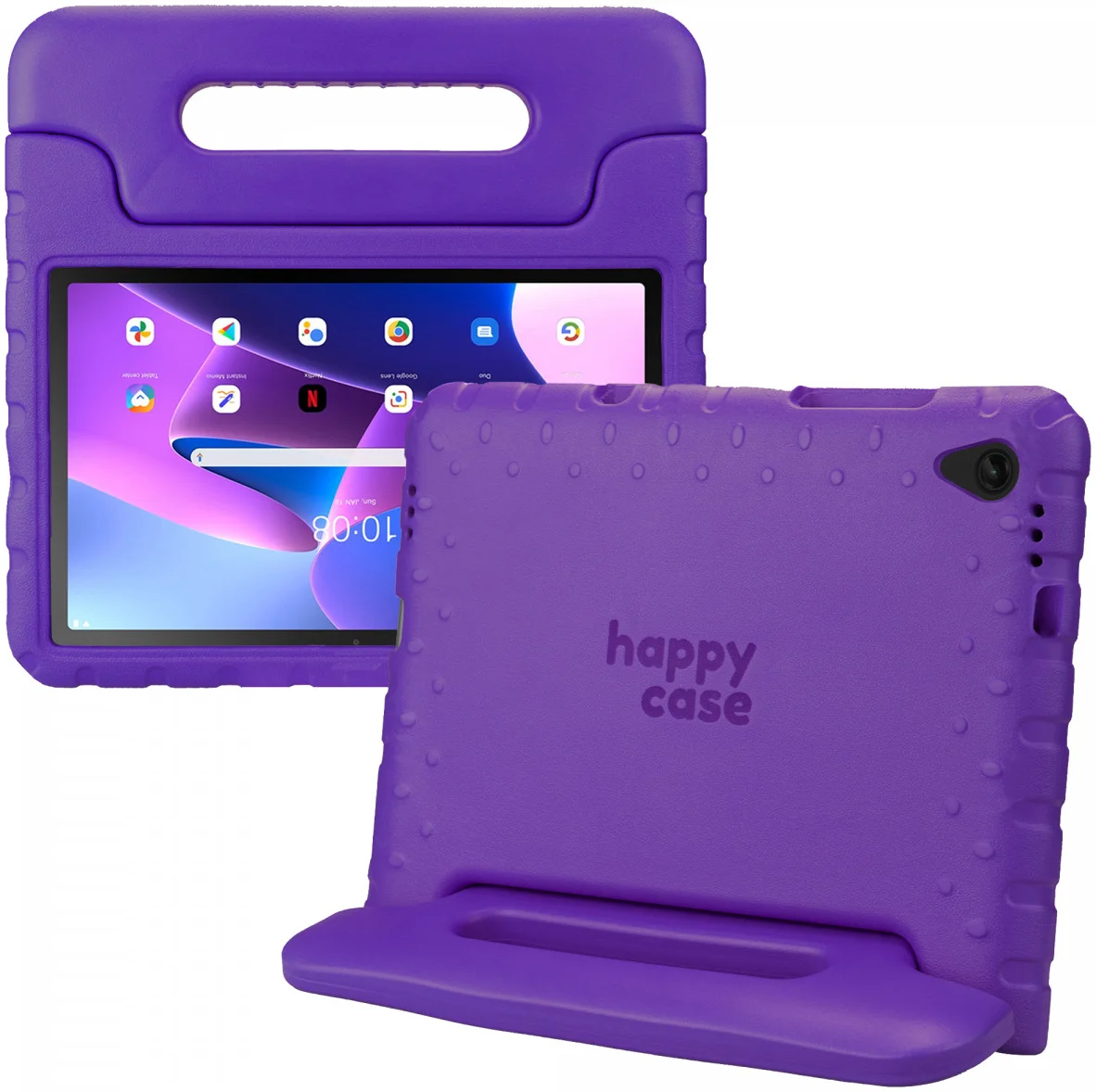 HappyCase Lenovo Tab M10 Plus/FHD Plus Kinderhoes met Handvat Paars afbeelding 1
