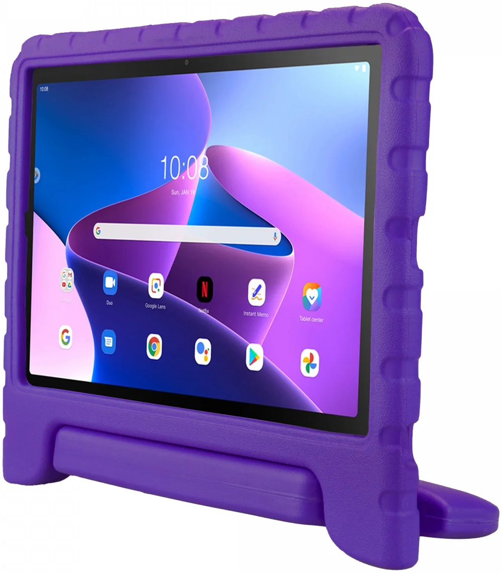 HappyCase Lenovo Tab M10 Plus/FHD Plus Kinderhoes met Handvat Paars afbeelding 2