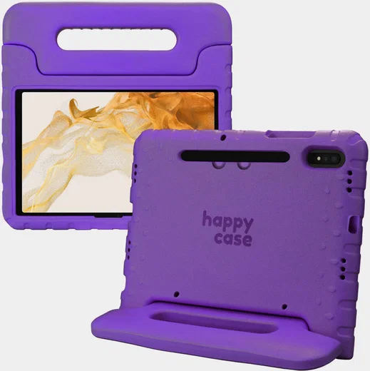 HappyCase Samsung Tab S7/S8 Kinder Tablethoes met Handvat Paars afbeelding 1