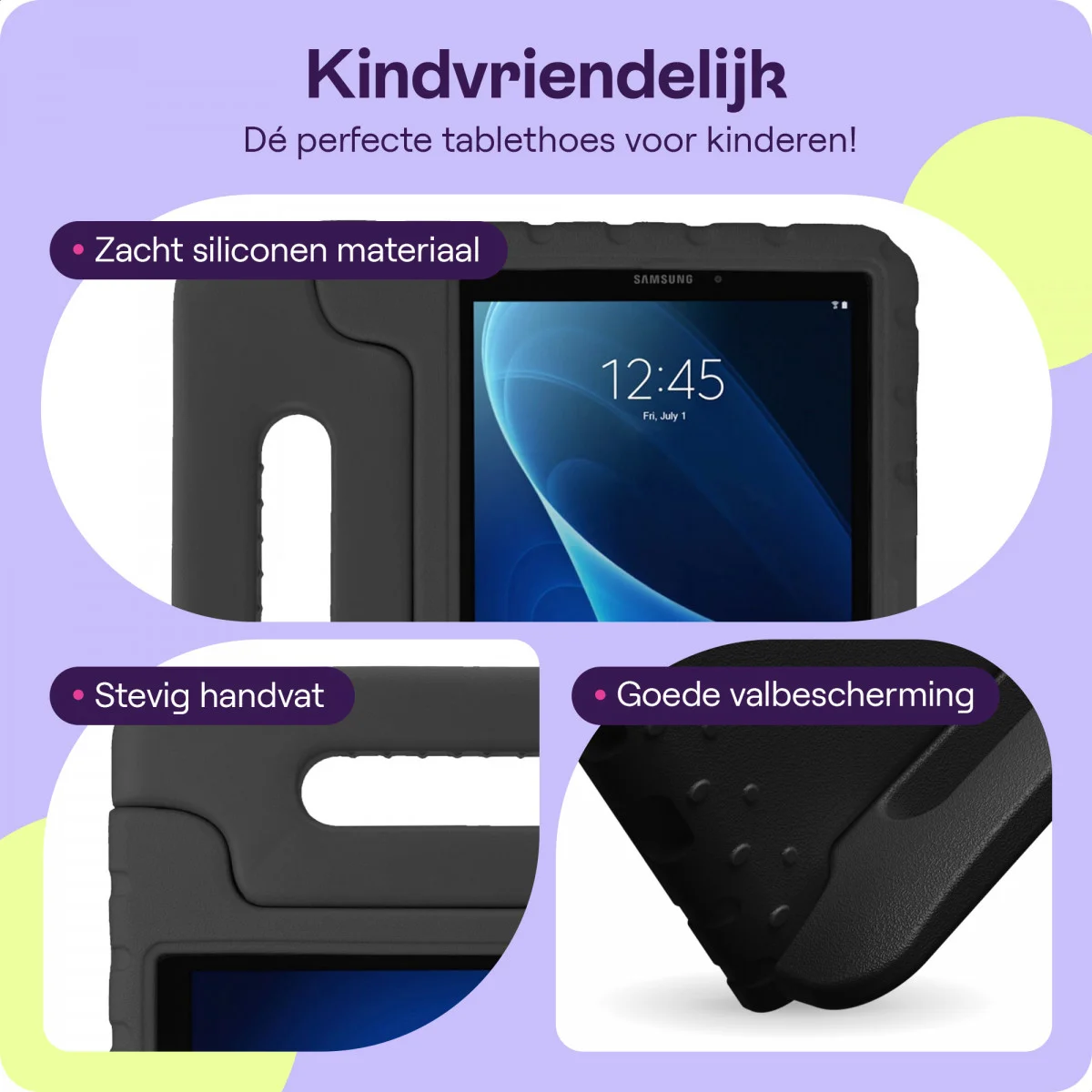 HappyCase Samsung Tab A 10.1 2016 Kinder Tablethoes met Handvat Zwart afbeelding 4