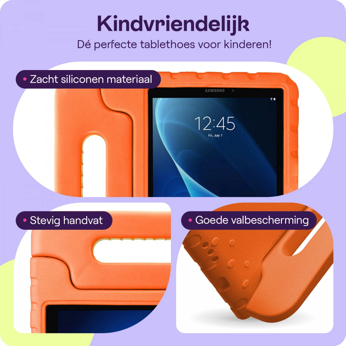 HappyCase Samsung Tab A 10.1 2016 Kinder Tablethoes met Handvat Oranje afbeelding 4