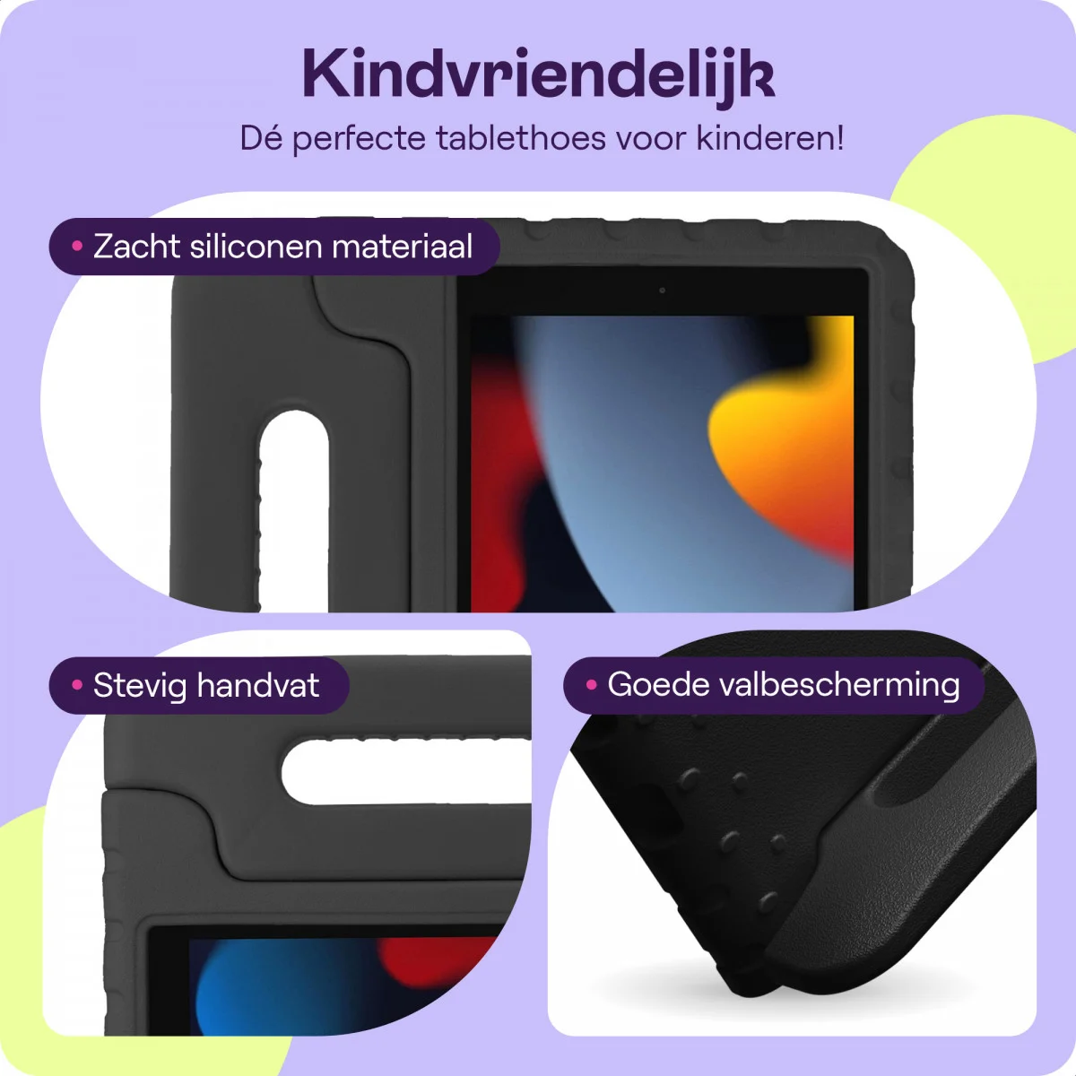 HappyCase iPad 10.2 2019/2020/2021 Kinder Tablethoes Handvat Zwart afbeelding 5