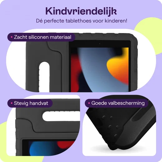 HappyCase iPad 10.2 2019/2020/2021 Kinder Tablethoes Handvat Zwart afbeelding 5