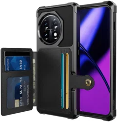 OnePlus 11 3 in 1 Back Cover Portemonnee Hoesje Zwart afbeelding