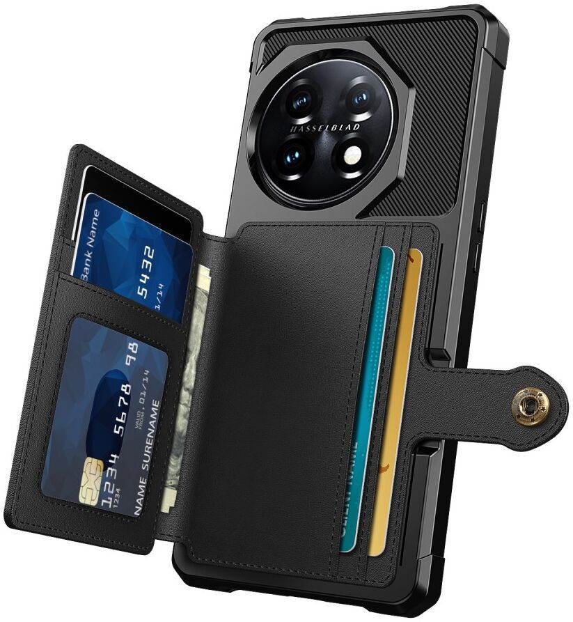 OnePlus 11 3 in 1 Back Cover Portemonnee Hoesje Zwart afbeelding 3