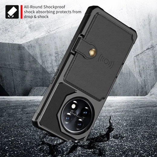 OnePlus 11 3 in 1 Back Cover Portemonnee Hoesje Zwart afbeelding 8