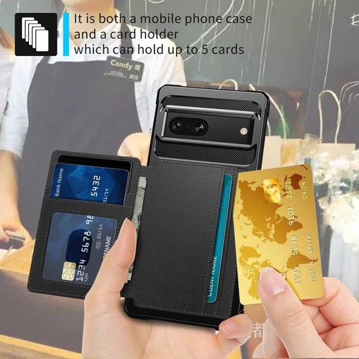 Google Pixel 7 3 in 1 Back Cover Portemonnee Hoesje Zwart afbeelding 5