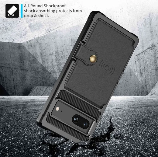 Google Pixel 7 3 in 1 Back Cover Portemonnee Hoesje Zwart afbeelding 8