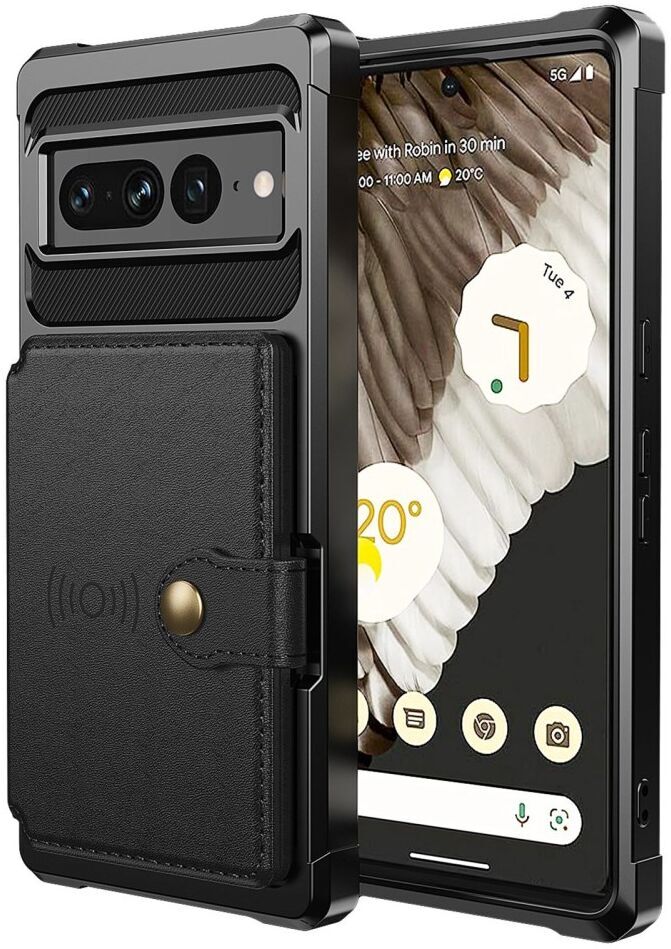 Google Pixel 7 Pro 3 in 1 Back Cover Portemonnee Hoesje Zwart afbeelding 2