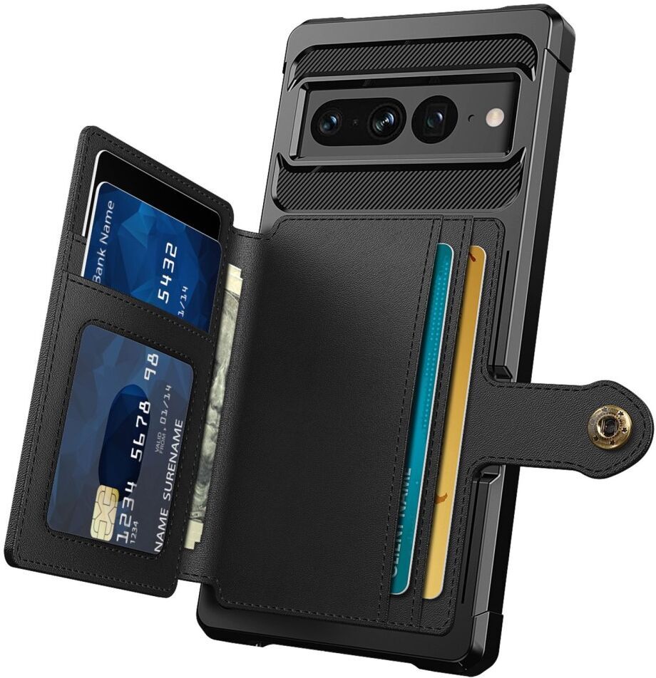 Google Pixel 7 Pro 3 in 1 Back Cover Portemonnee Hoesje Zwart afbeelding 3