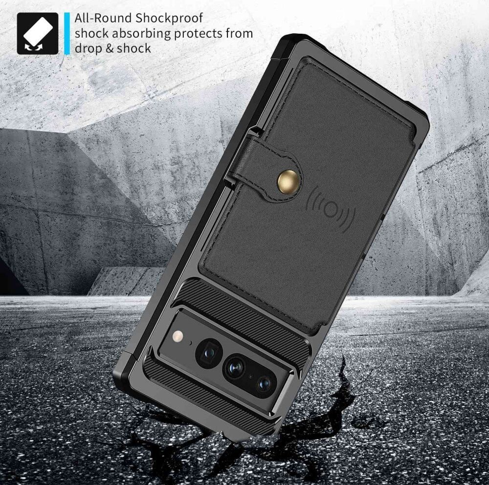 Google Pixel 7 Pro 3 in 1 Back Cover Portemonnee Hoesje Zwart afbeelding 8