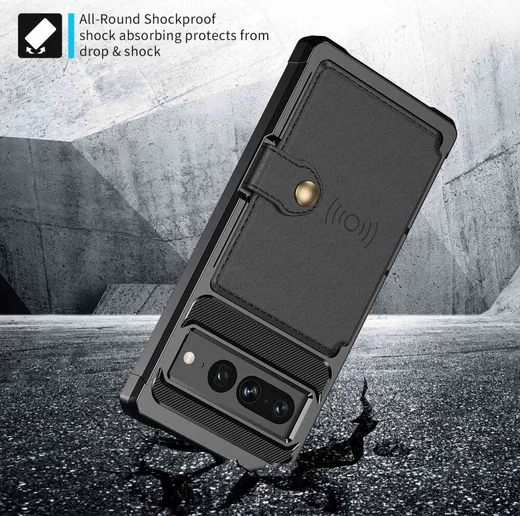 Google Pixel 7 Pro 3 in 1 Back Cover Portemonnee Hoesje Zwart afbeelding 8