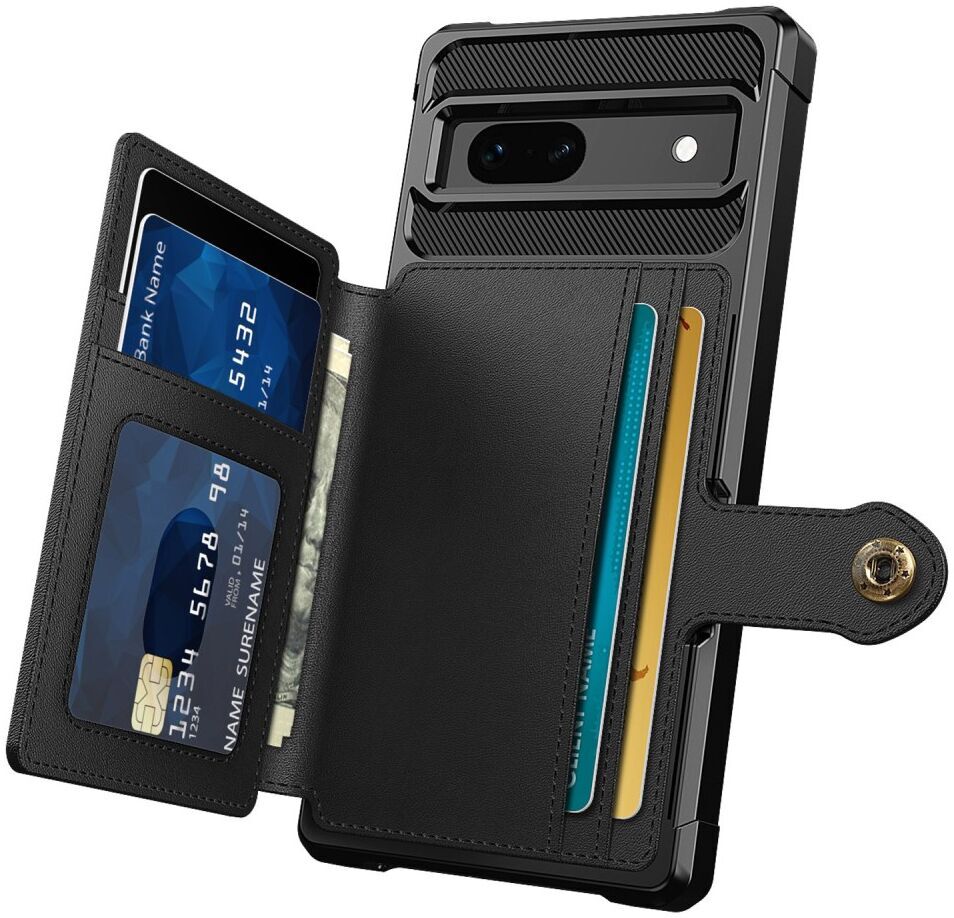 Google Pixel 7a 3 in 1 Back Cover Portemonnee Hoesje Zwart afbeelding 2