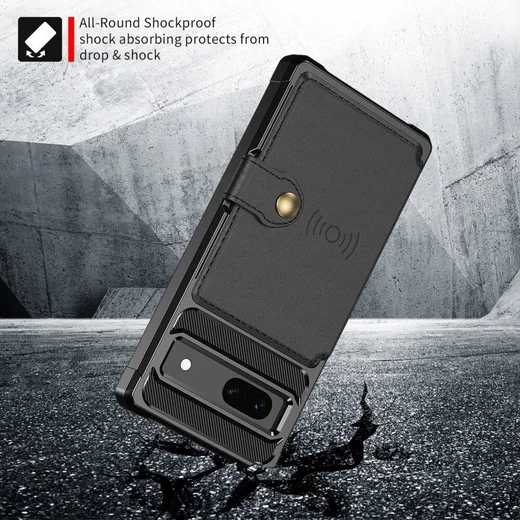 Google Pixel 7a 3 in 1 Back Cover Portemonnee Hoesje Zwart afbeelding 5