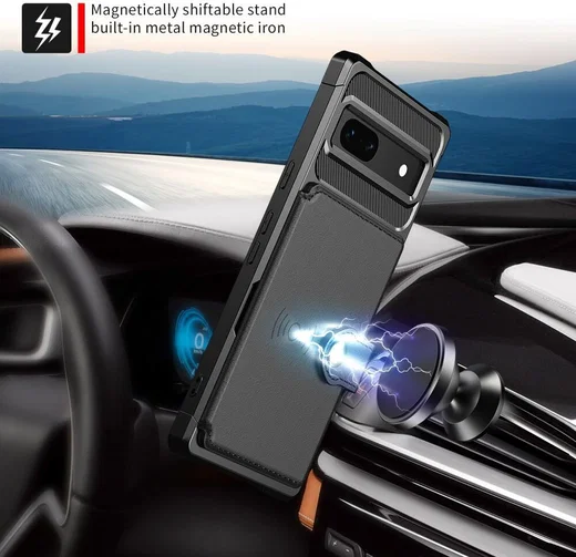 Google Pixel 7a 3 in 1 Back Cover Portemonnee Hoesje Zwart afbeelding 8