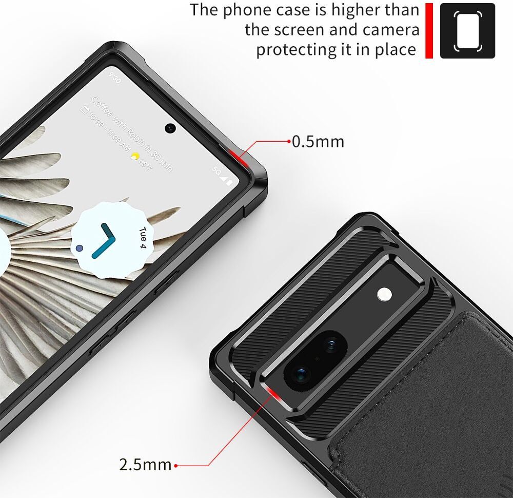 Google Pixel 7a 3 in 1 Back Cover Portemonnee Hoesje Zwart afbeelding 9