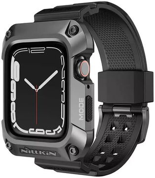 Nillkin DynaGuard - Apple Watch 4/5/6 44MM Hoesje en Bandje - Grijs Zwart