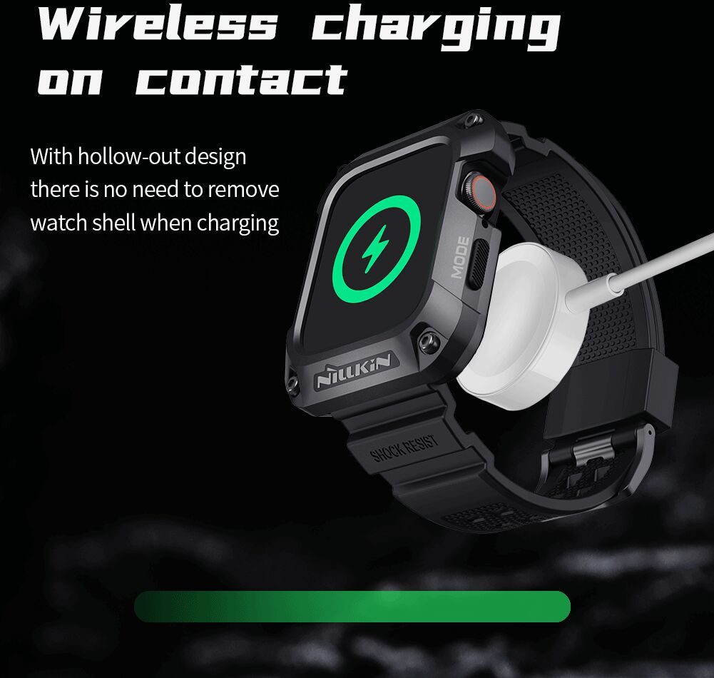 Nillkin DynaGuard - Apple Watch 4/5/6 44MM Hoesje en Bandje - Grijs Zwart afbeelding 4