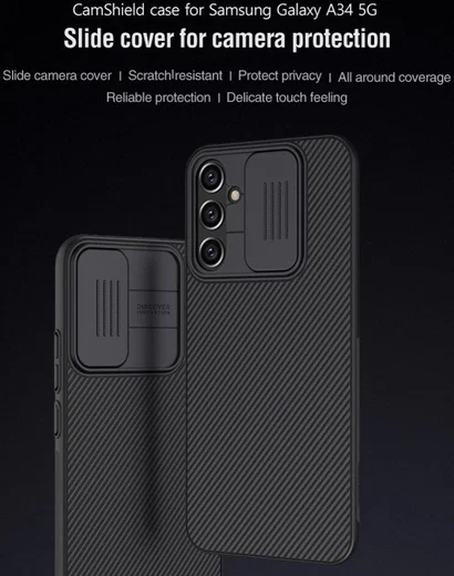 Nillkin CamShield Samsung Galaxy A34 Hoesje met Camera Slider Zwart afbeelding 2