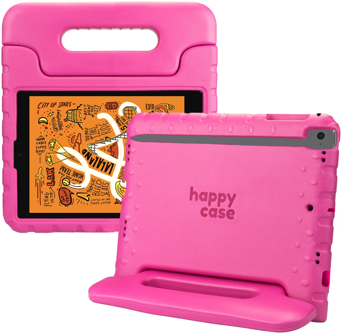 HappyCase Apple iPad Mini 1/2/3/4/5 Kinder Tablethoes Handvat Roze afbeelding 1