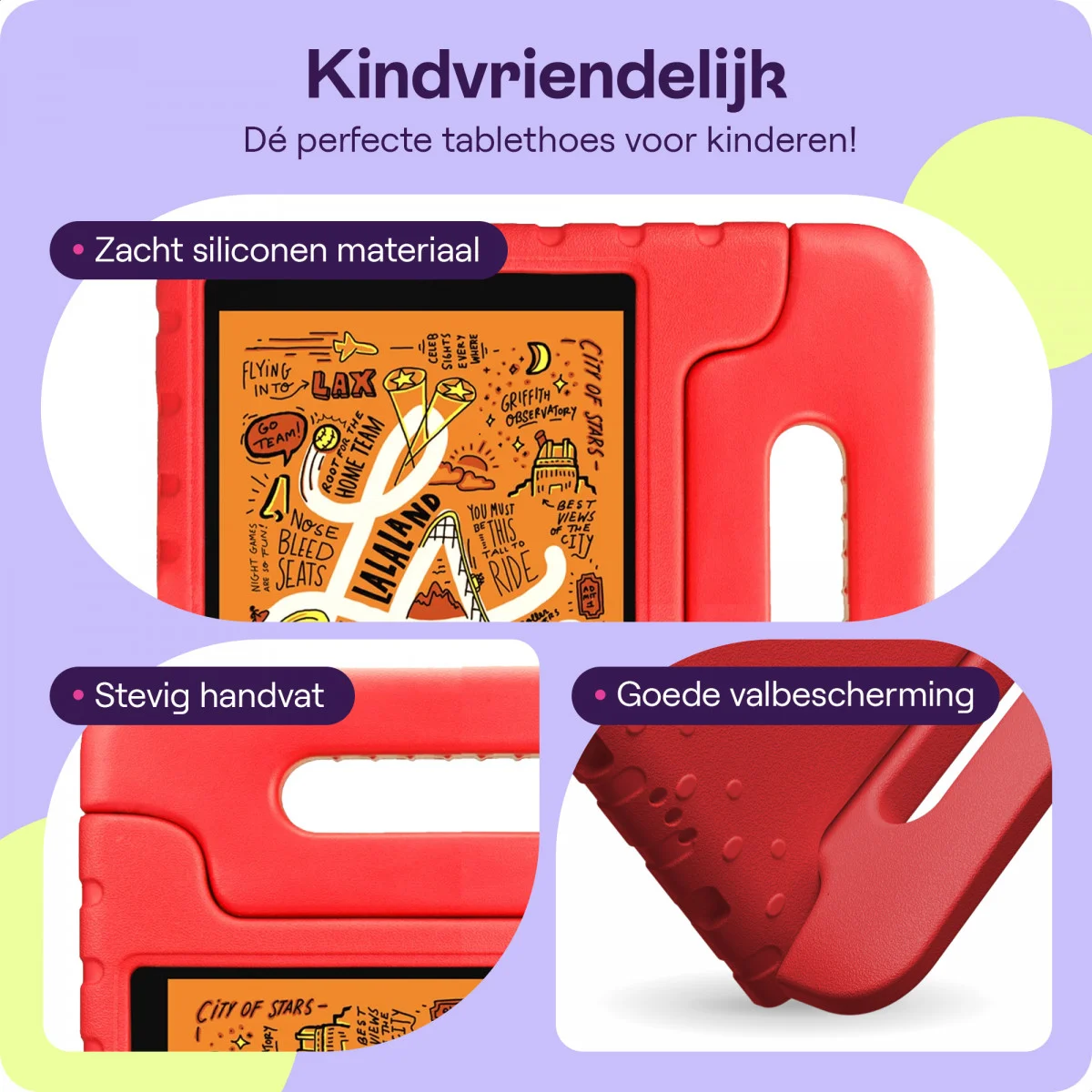 HappyCase Apple iPad Mini 1/2/3/4/5 Kinder Tablethoes Handvat Rood afbeelding 4