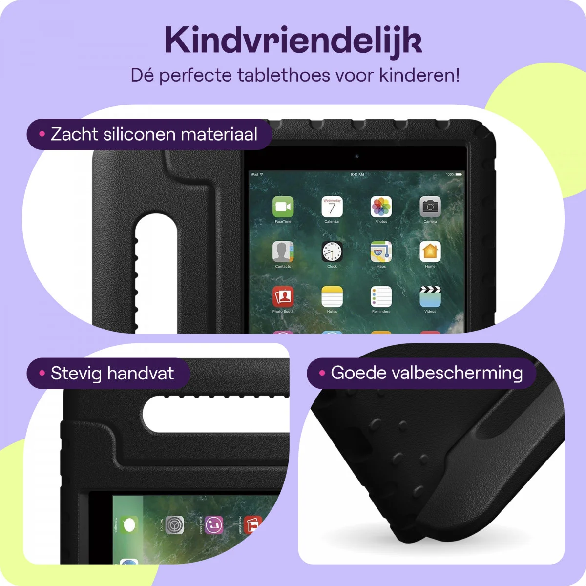 HappyCase iPad 9.7 2017/2018/Air/Air 2 Kinder Tablethoes Zwart afbeelding 4