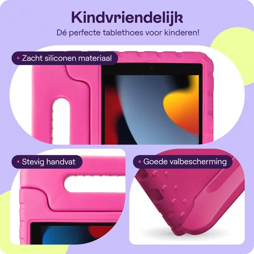 HappyCase iPad 10.2 2019/2020/2021 Kinder Tablethoes Handvat Roze afbeelding 4
