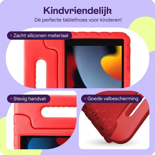 HappyCase iPad 10.2 2019/2020/2021 Kinder Tablethoes Handvat Rood afbeelding 5