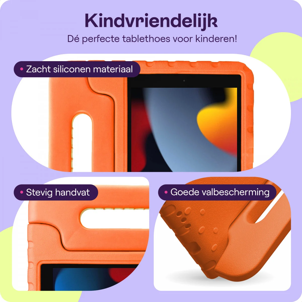 HappyCase iPad 10.2 2019/2020/2021 Kinder Tablethoes Handvat Oranje afbeelding 4