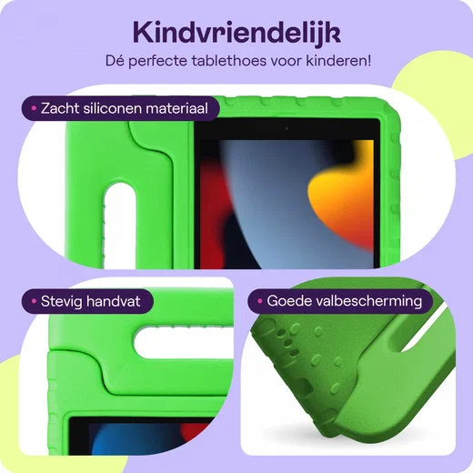HappyCase iPad 10.2 2019/2020/2021 Kinder Tablethoes Handvat Groen afbeelding 4