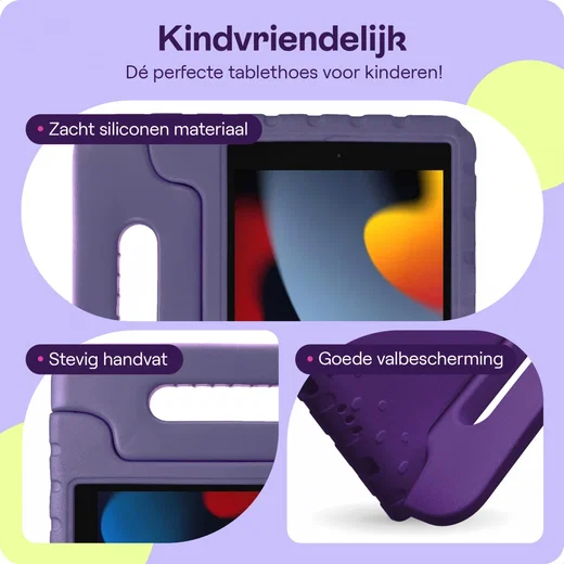 HappyCase iPad 10.2 2019/2020/2021 Kinder Tablethoes Handvat Paars afbeelding 4