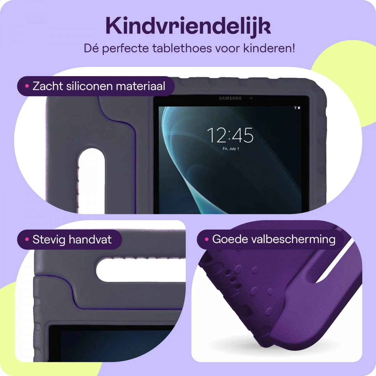 HappyCase Samsung Tab A 10.1 2016 Kinder Tablethoes met Handvat Paars afbeelding 4