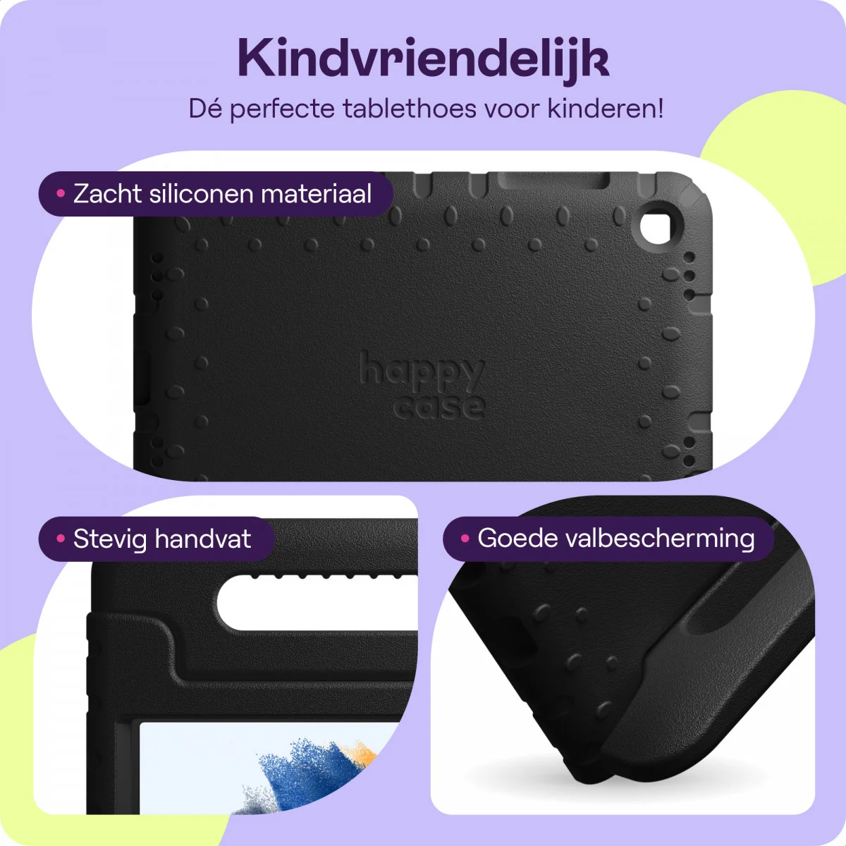 HappyCase Samsung Tab A8 Kinder Tablethoes met Handvat Zwart afbeelding 4
