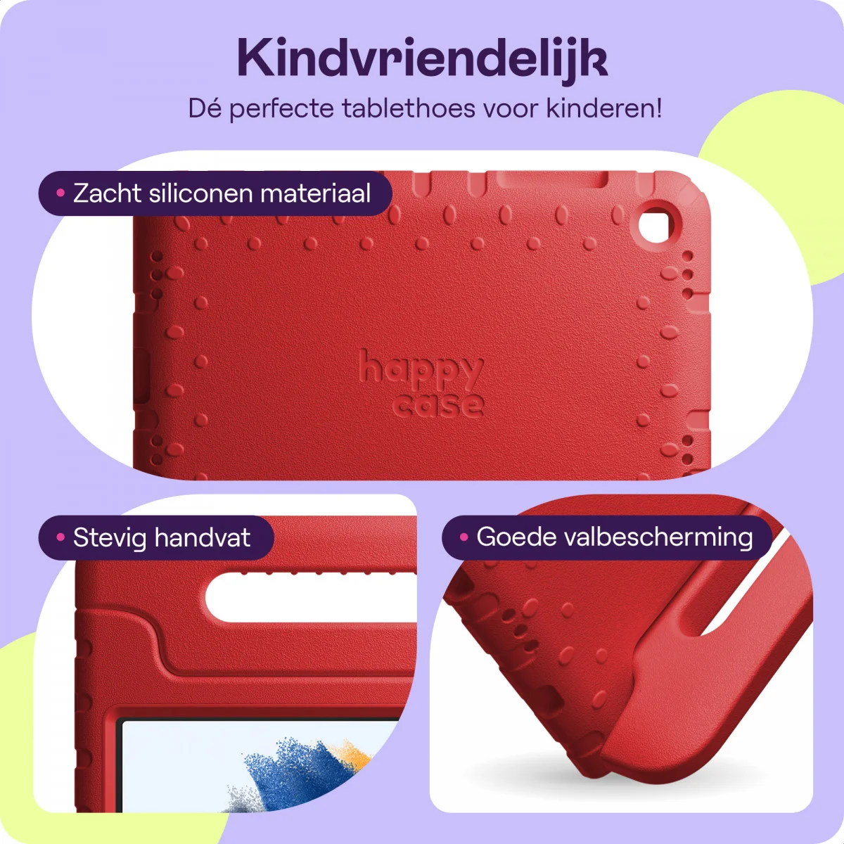 HappyCase Samsung Tab A8 Kinder Tablethoes met Handvat Rood afbeelding 4