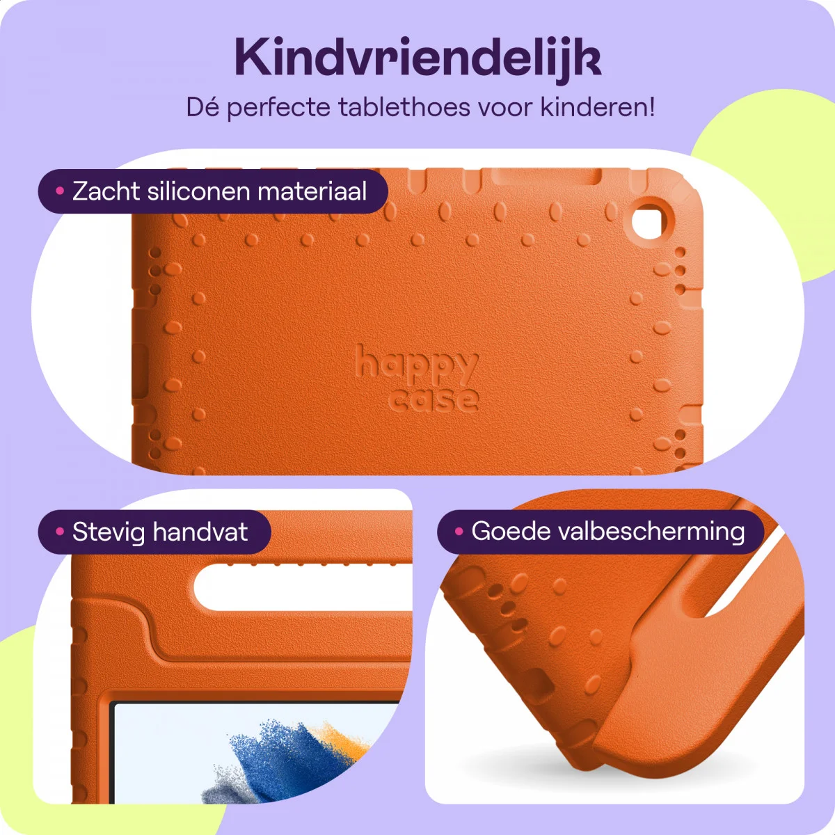 HappyCase Samsung Tab A8 Kinder Tablethoes met Handvat Oranje afbeelding 2
