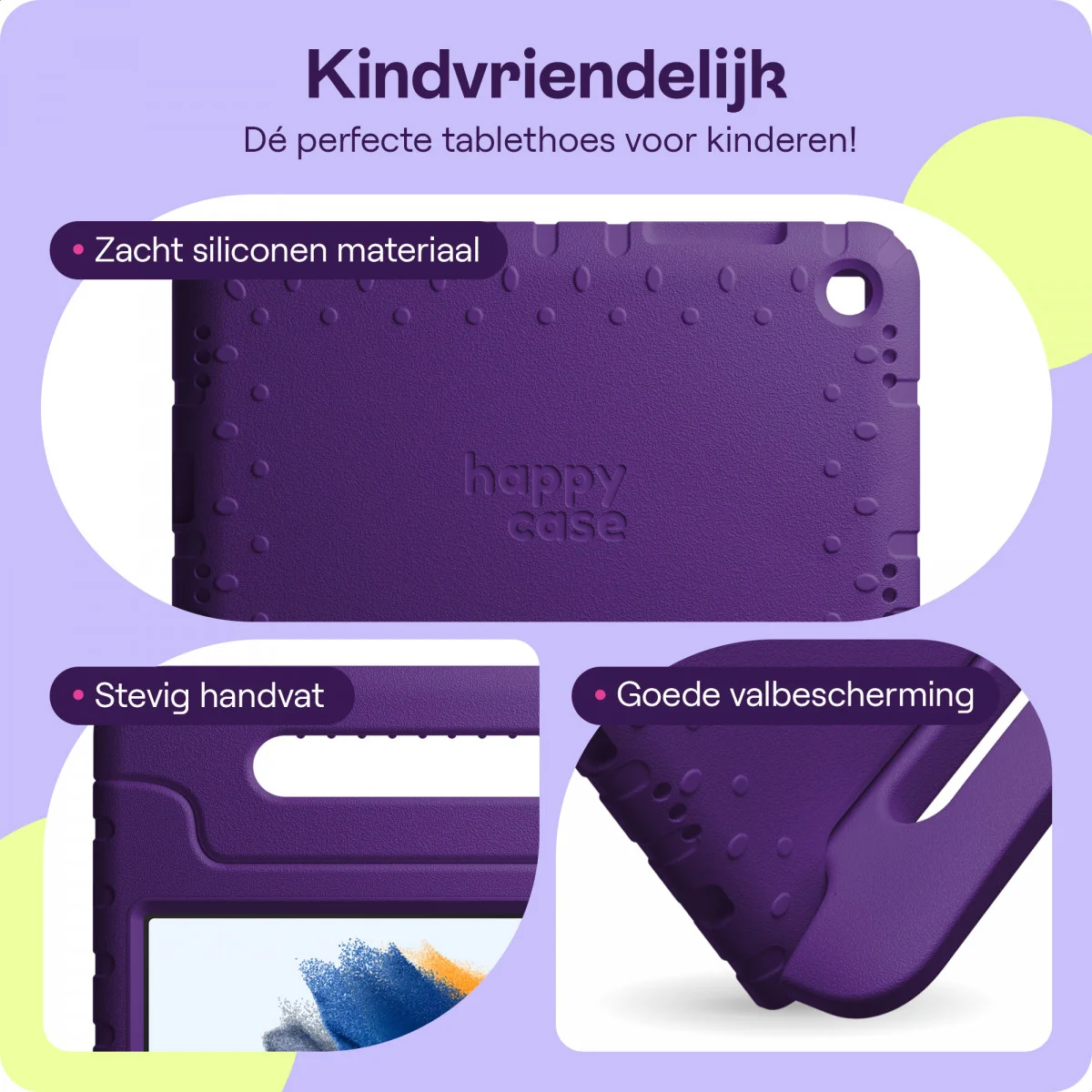 HappyCase Samsung Tab A8 Kinder Tablethoes met Handvat Paars afbeelding 4