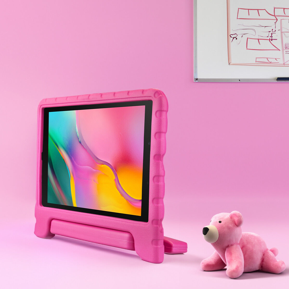 HappyCase Samsung Tab A 8.0 (2019) Kinder Tablethoes met Handvat Roze afbeelding 4